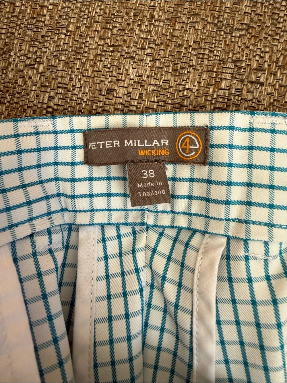 NWOT Peter Millar Wicking Blue & White Gingham Plaid Golf Shorts